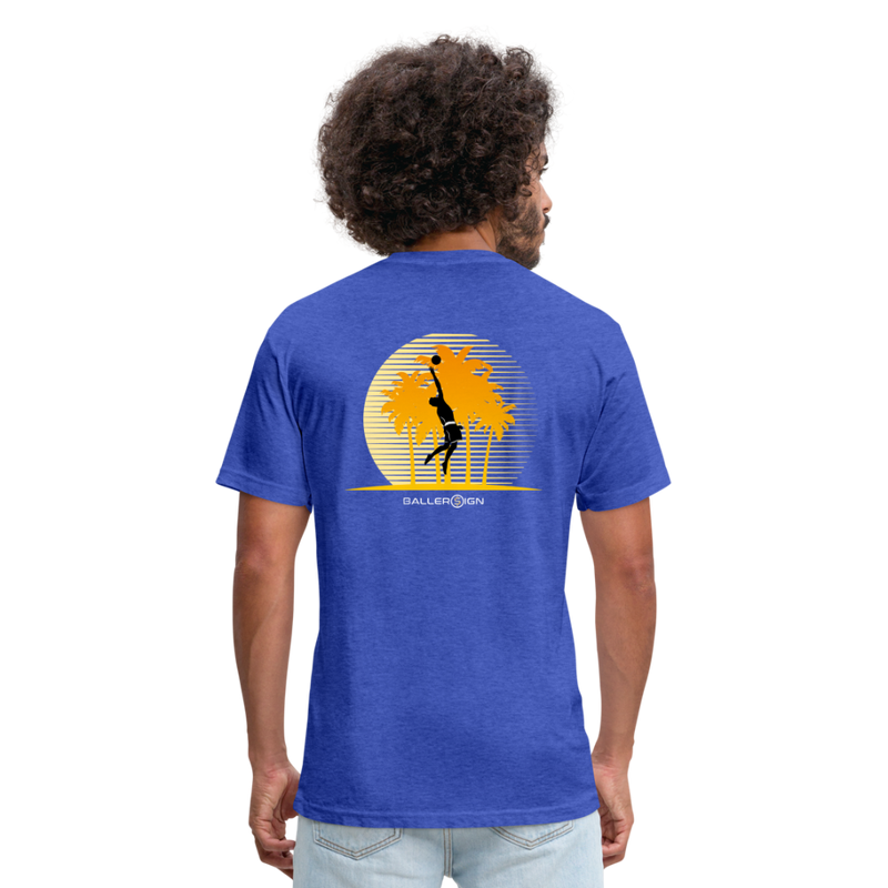 Fitted Cotton/Poly T-Shirt / Volleyball Sunset - heather royal