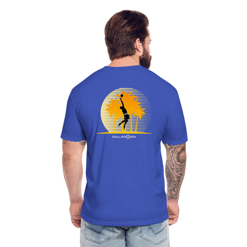 Fitted Cotton/Poly T-Shirt / Volleyball Sunset - heather royal