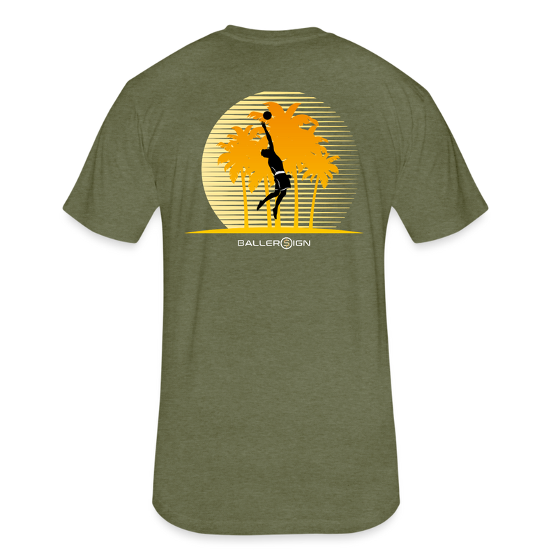 Fitted Cotton/Poly T-Shirt / Volleyball Sunset - heather military green