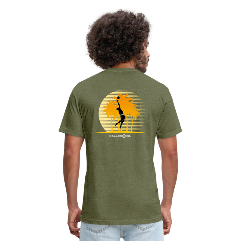 Fitted Cotton/Poly T-Shirt / Volleyball Sunset - heather military green