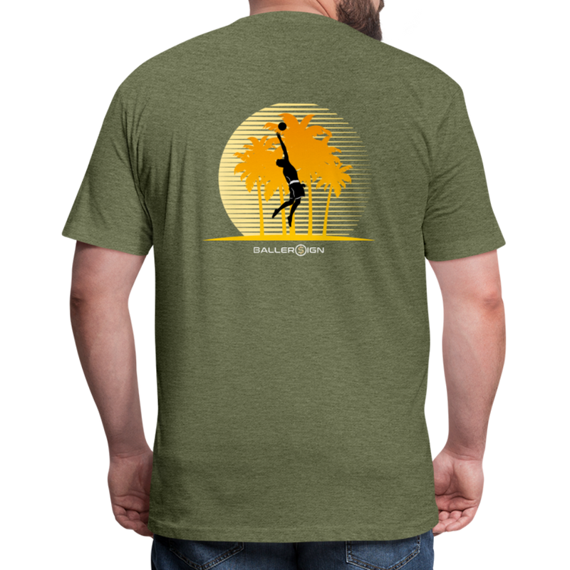 Fitted Cotton/Poly T-Shirt / Volleyball Sunset - heather military green