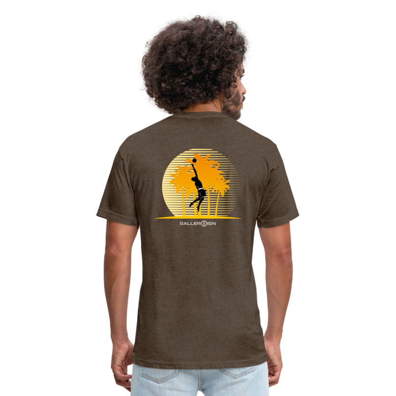 Fitted Cotton/Poly T-Shirt / Volleyball Sunset - heather espresso