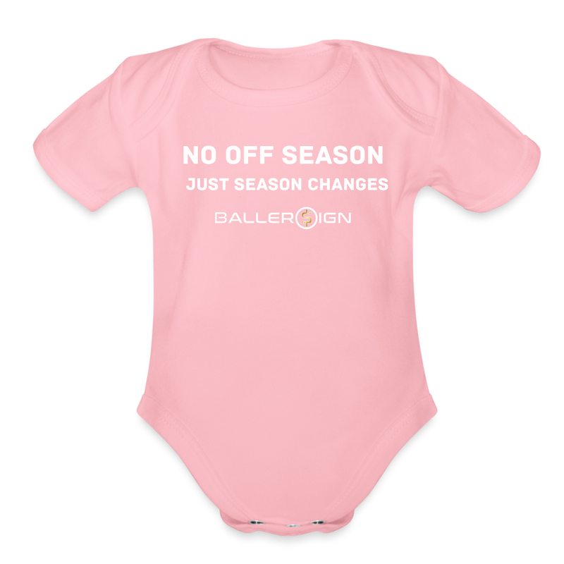 Organic Short Sleeve Baby Bodysuit / No Off Season - light pink
