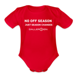 Organic Short Sleeve Baby Bodysuit / No Off Season - red