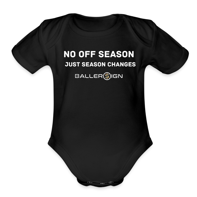 Organic Short Sleeve Baby Bodysuit / No Off Season - black