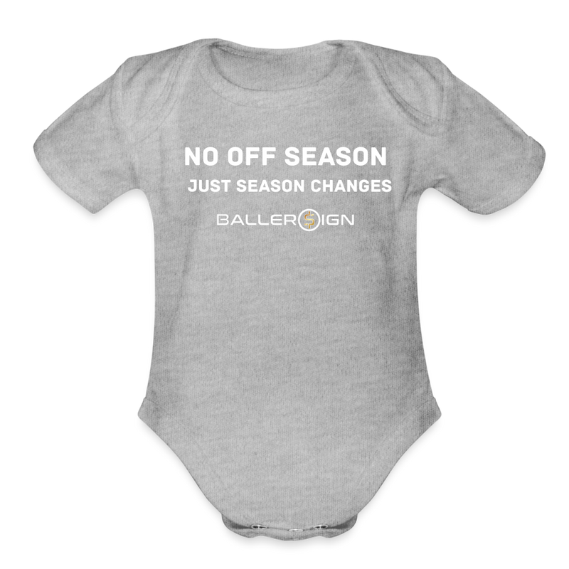 Organic Short Sleeve Baby Bodysuit / No Off Season - heather grey