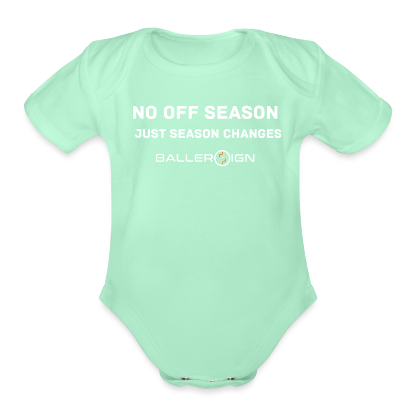 Organic Short Sleeve Baby Bodysuit / No Off Season - light mint
