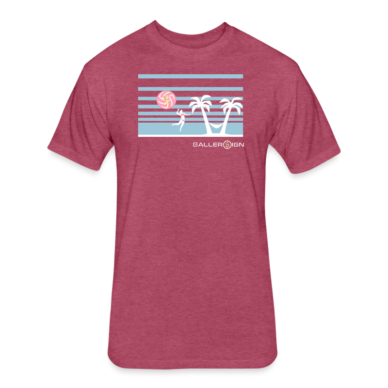 Fitted Cotton/Poly T-Shirt / Women's Beach Volleyball - heather burgundy