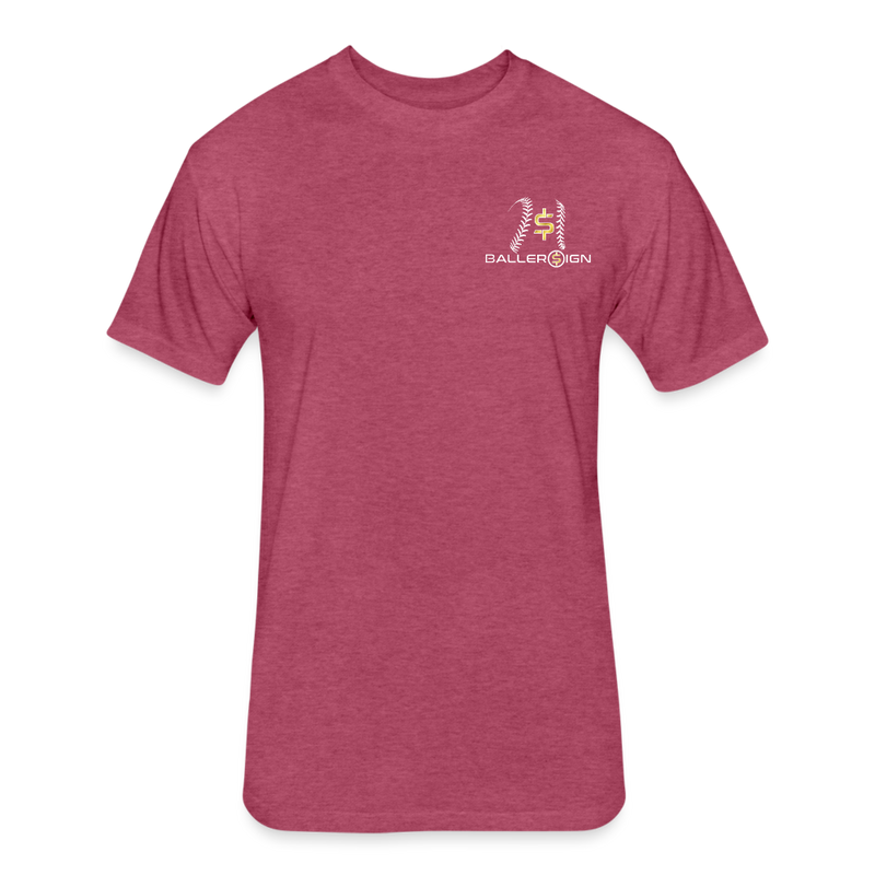 Fitted Unisex Cotton/Poly T-Shirt /Base/Softball/Banner - heather burgundy