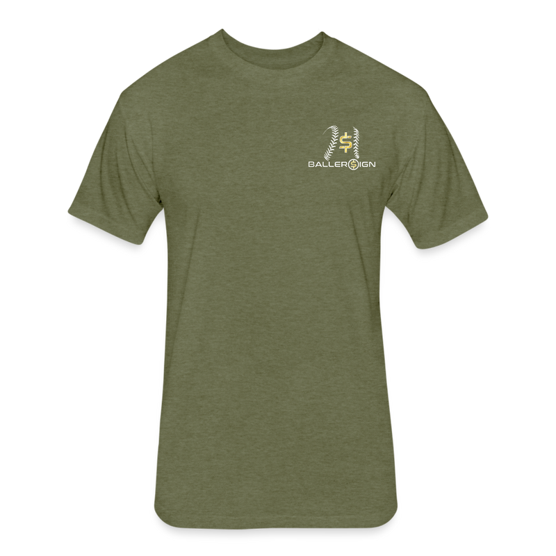 Fitted Unisex Cotton/Poly T-Shirt /Base/Softball/Banner - heather military green