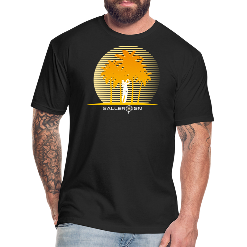 Fitted Cotton/Poly T-Shirt / Golf sunset - black