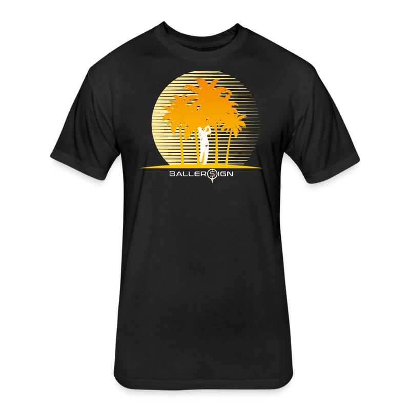 Fitted Cotton/Poly T-Shirt / Golf sunset - black