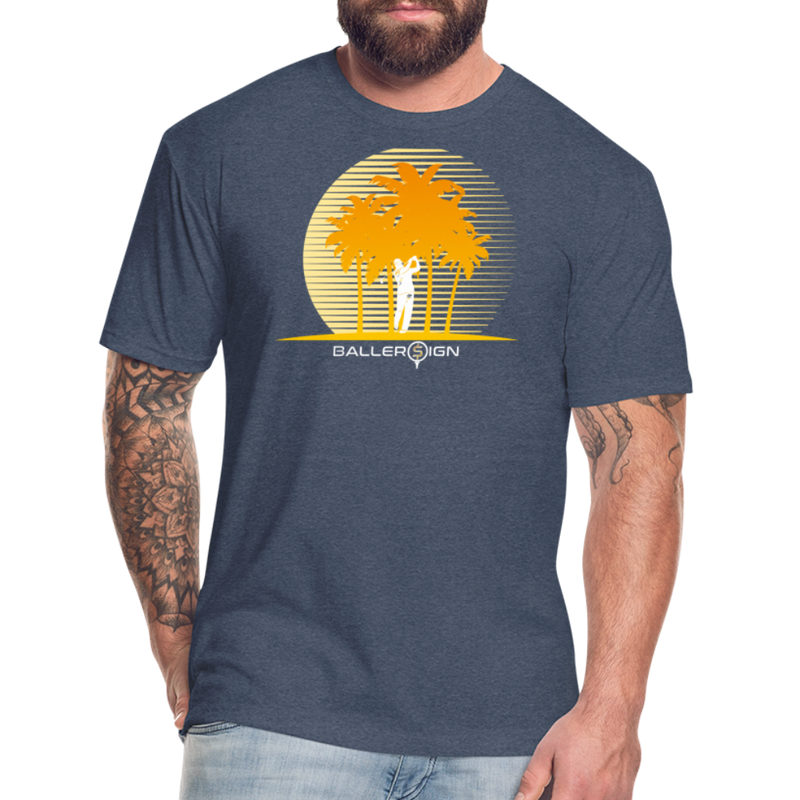 Fitted Cotton/Poly T-Shirt / Golf sunset - heather navy