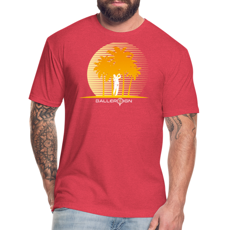 Fitted Cotton/Poly T-Shirt / Golf sunset - heather red