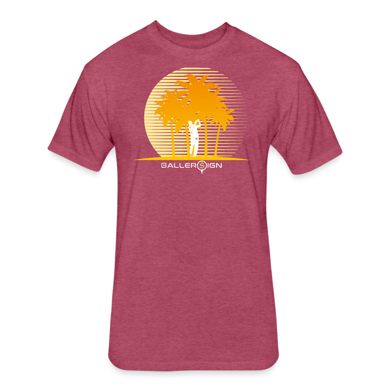 Fitted Cotton/Poly T-Shirt / Golf sunset - heather burgundy