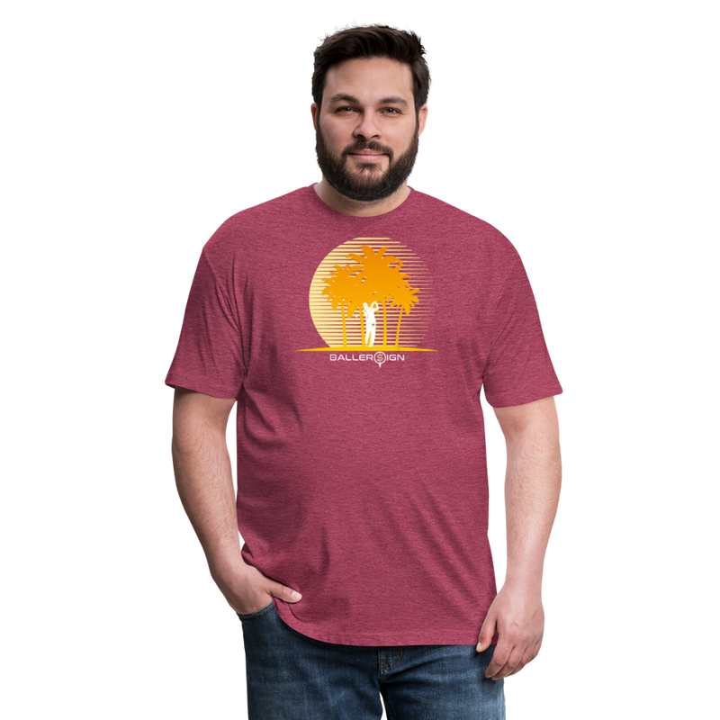 Fitted Cotton/Poly T-Shirt / Golf sunset - heather burgundy