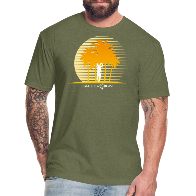 Fitted Cotton/Poly T-Shirt / Golf sunset - heather military green