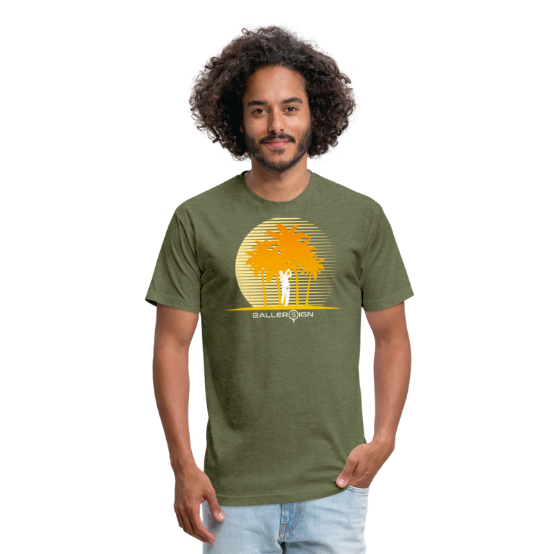 Fitted Cotton/Poly T-Shirt / Golf sunset - heather military green