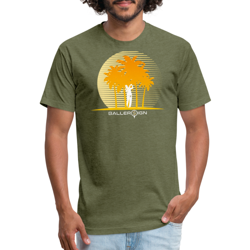 Fitted Cotton/Poly T-Shirt / Golf sunset - heather military green