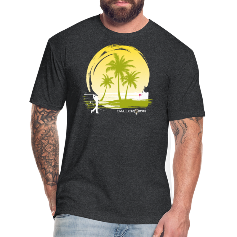 Fitted Unisex Cotton/Poly T-Shirt / Sunny Beach Golf - heather black