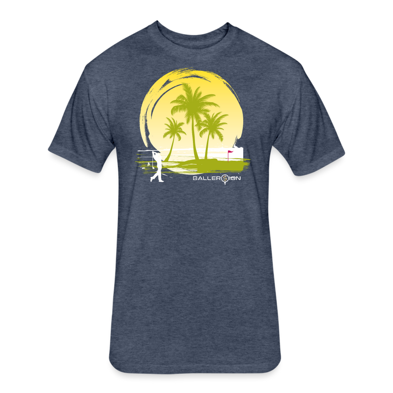 Fitted Unisex Cotton/Poly T-Shirt / Sunny Beach Golf - heather navy