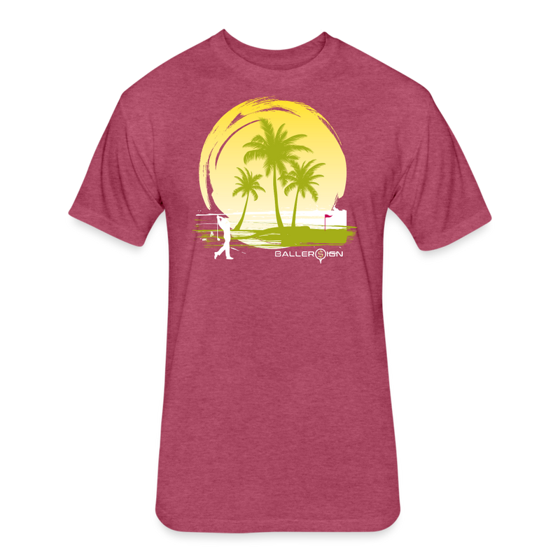 Fitted Unisex Cotton/Poly T-Shirt / Sunny Beach Golf - heather burgundy