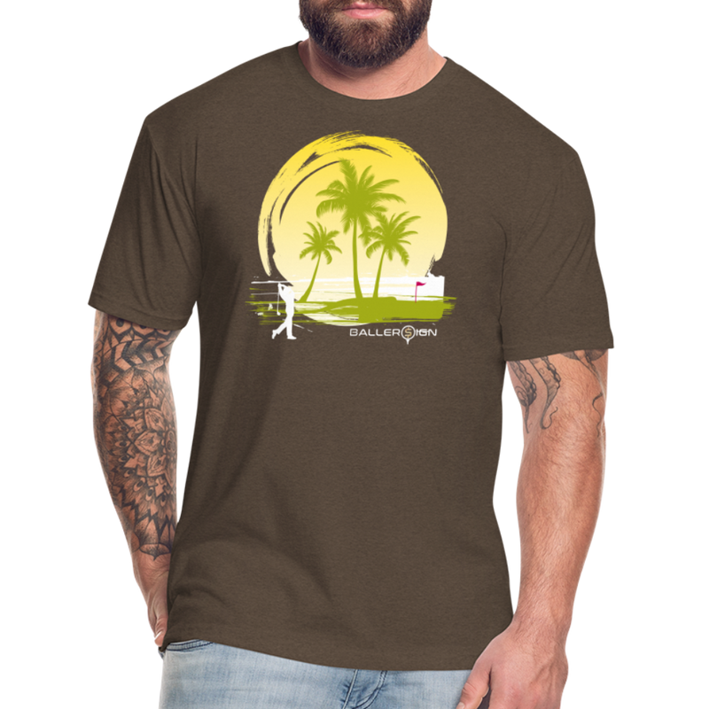 Fitted Unisex Cotton/Poly T-Shirt / Sunny Beach Golf - heather espresso