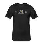 Fitted Unisex Cotton/Poly T-Shirt /Baseball/Softball Heart beat - black