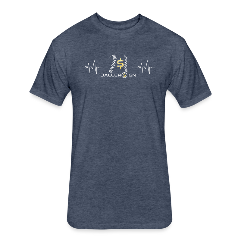 Fitted Unisex Cotton/Poly T-Shirt /Baseball/Softball Heart beat - heather navy