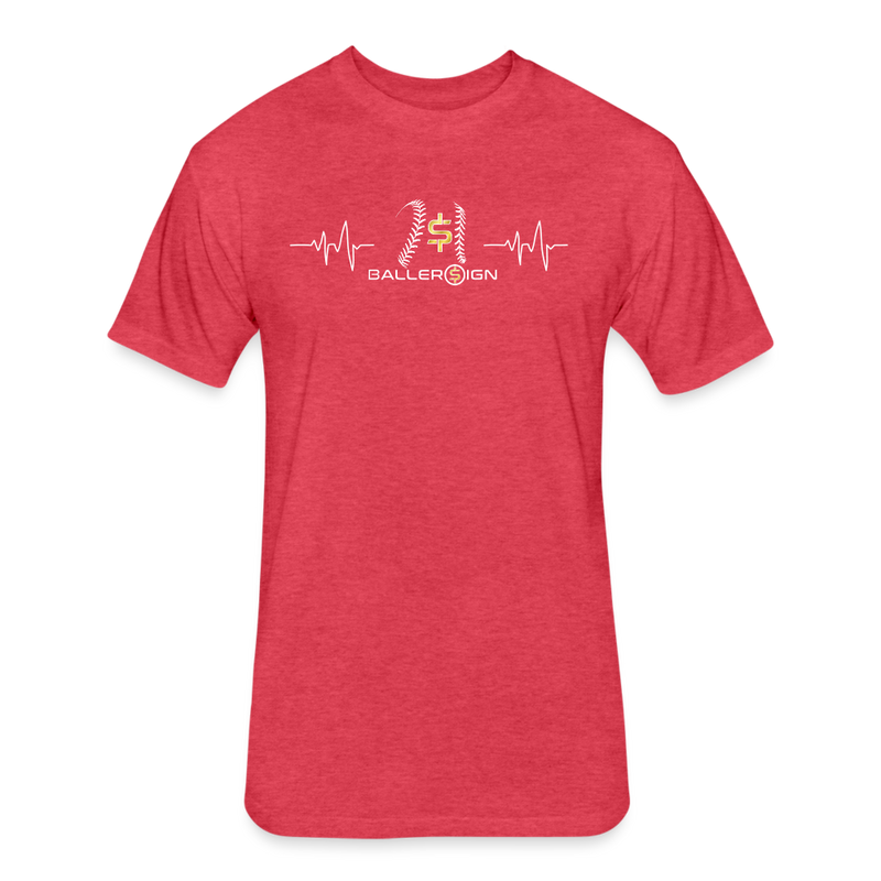 Fitted Unisex Cotton/Poly T-Shirt /Baseball/Softball Heart beat - heather red