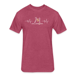 Fitted Unisex Cotton/Poly T-Shirt /Baseball/Softball Heart beat - heather burgundy