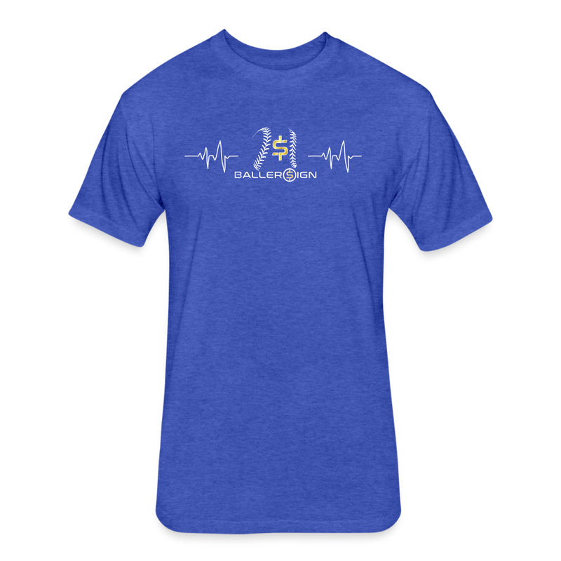 Fitted Unisex Cotton/Poly T-Shirt /Baseball/Softball Heart beat - heather royal