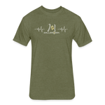 Fitted Unisex Cotton/Poly T-Shirt /Baseball/Softball Heart beat - heather military green