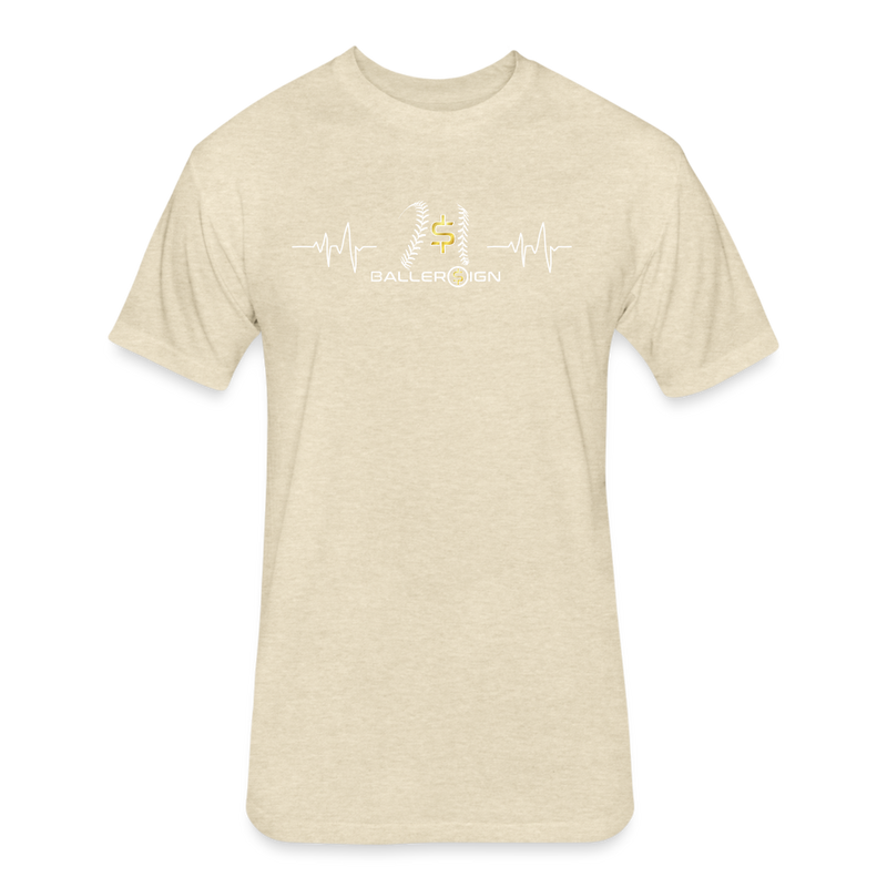 Fitted Unisex Cotton/Poly T-Shirt /Baseball/Softball Heart beat - heather cream