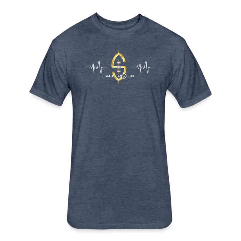 Fitted Unisex Cotton/Poly T-Shirt /Football Heart beat - heather navy