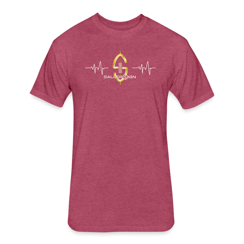 Fitted Unisex Cotton/Poly T-Shirt /Football Heart beat - heather burgundy