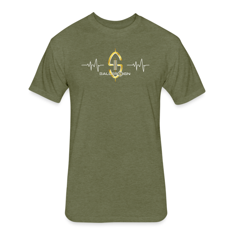 Fitted Unisex Cotton/Poly T-Shirt /Football Heart beat - heather military green