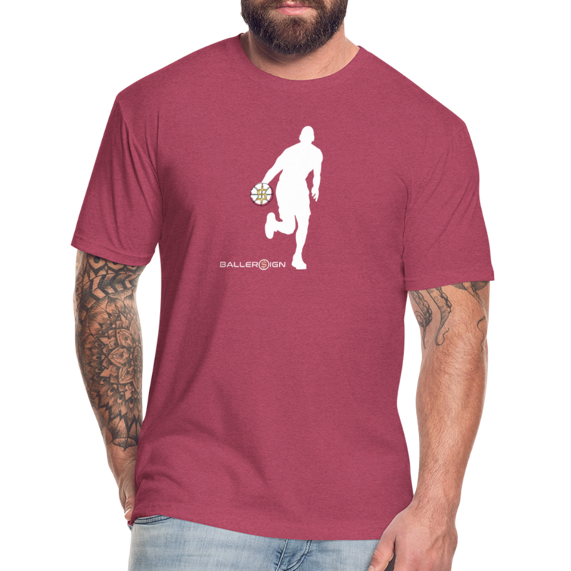 Fitted Mens Cotton/Poly T-Shirt - heather burgundy