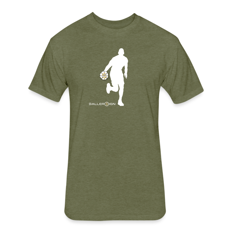 Fitted Mens Cotton/Poly T-Shirt - heather military green