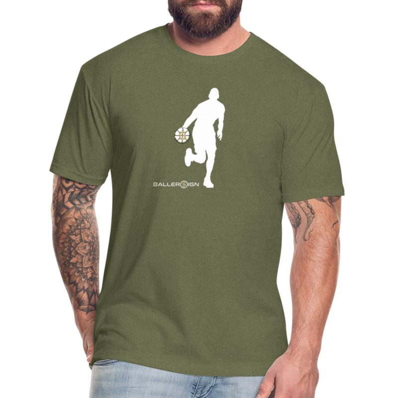 Fitted Mens Cotton/Poly T-Shirt - heather military green