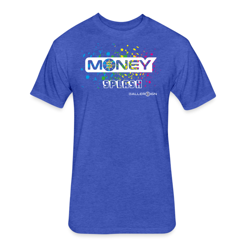 Fitted Unisex Cotton/Poly T-Shirt / Bball Money Splash - heather royal