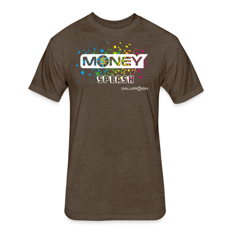 Fitted Unisex Cotton/Poly T-Shirt / Bball Money Splash - heather espresso