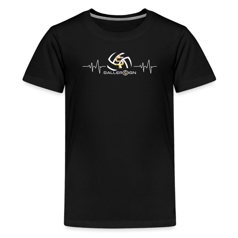 Kids' Premium T-Shirt / Volleyball Heart beat - black