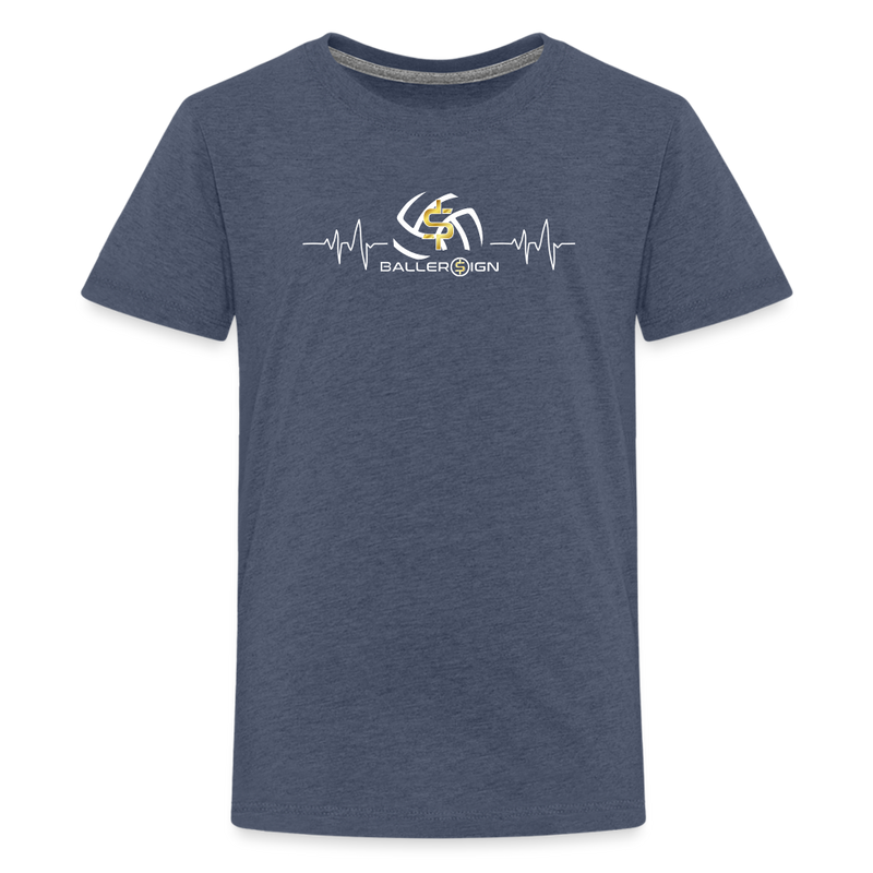 Kids' Premium T-Shirt / Volleyball Heart beat - heather blue