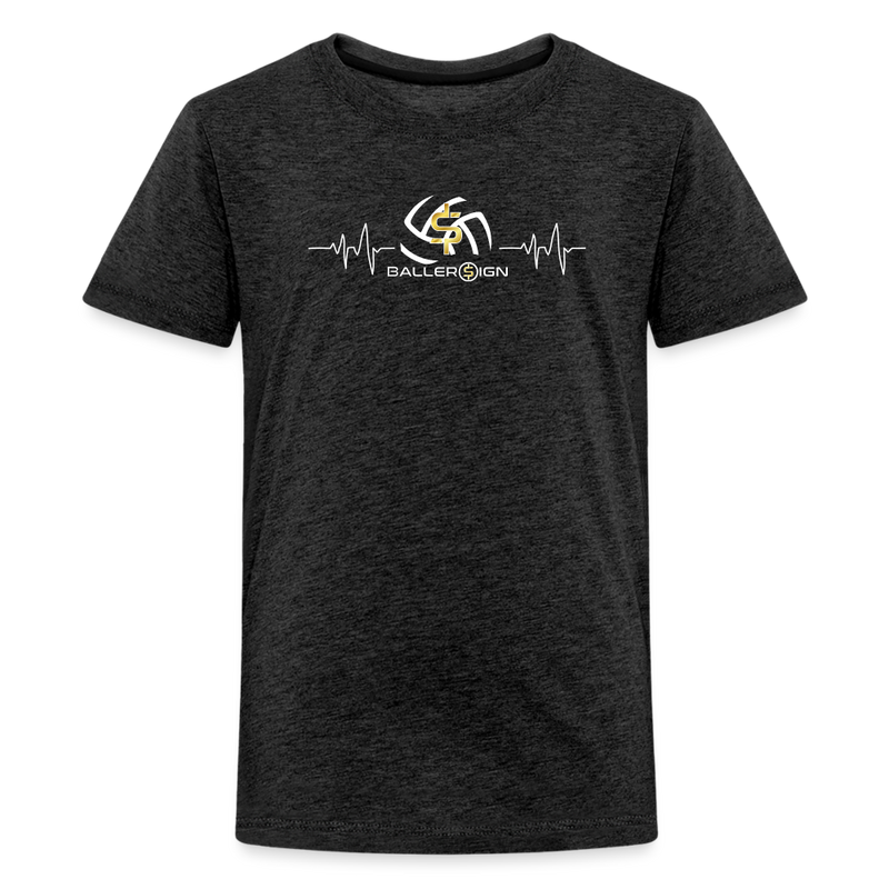 Kids' Premium T-Shirt / Volleyball Heart beat - charcoal grey