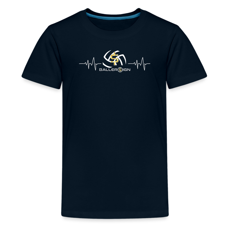 Kids' Premium T-Shirt / Volleyball Heart beat - deep navy