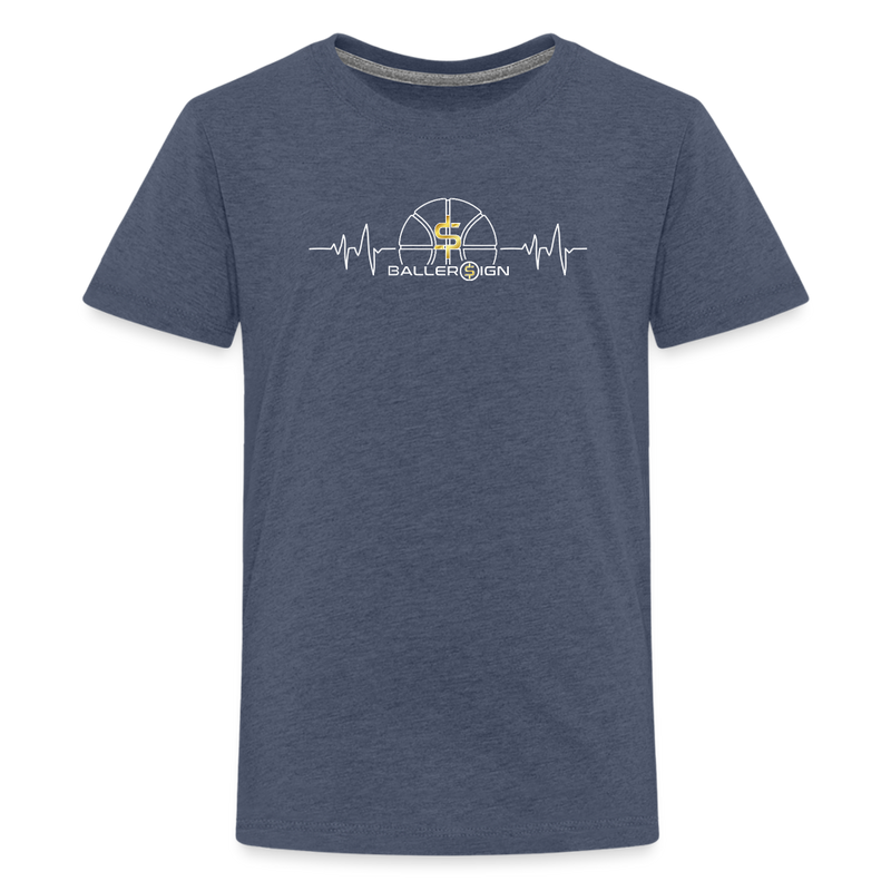 Kids' Premium T-Shirt / Bball Heart beat - heather blue