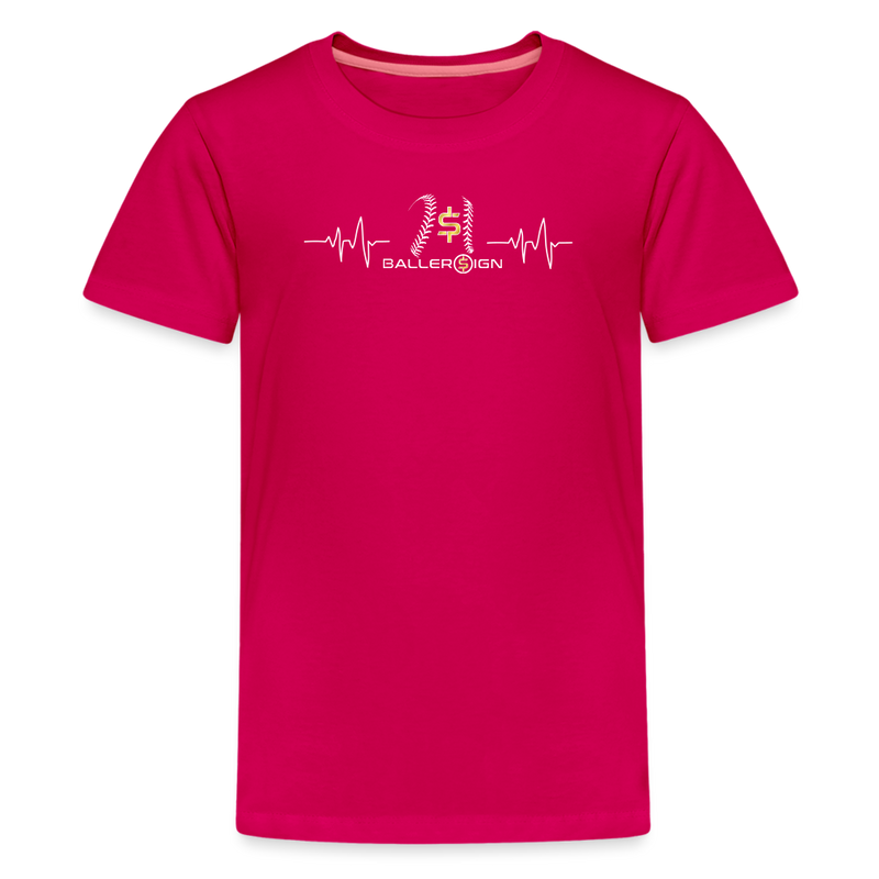 Kids' Premium T-Shirt / Baseball / Softball Heart beat - dark pink