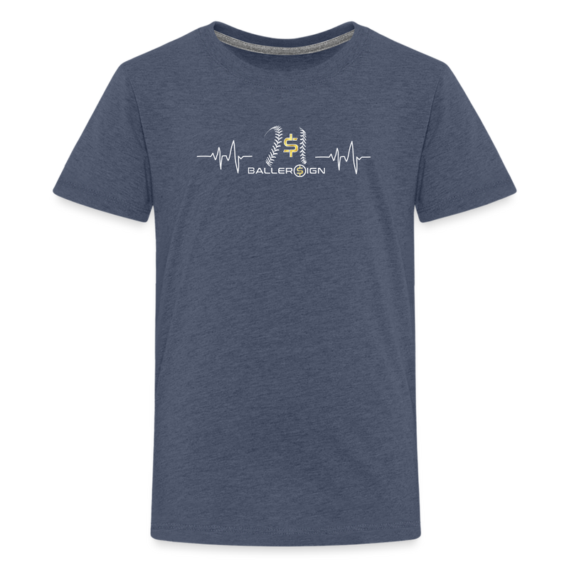 Kids' Premium T-Shirt / Baseball / Softball Heart beat - heather blue