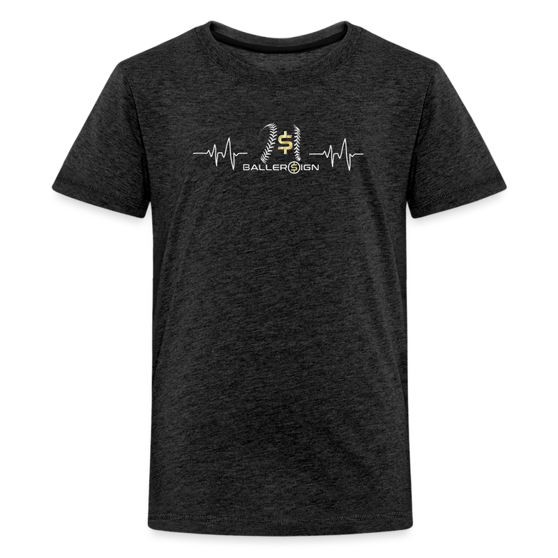 Kids' Premium T-Shirt / Baseball / Softball Heart beat - charcoal grey